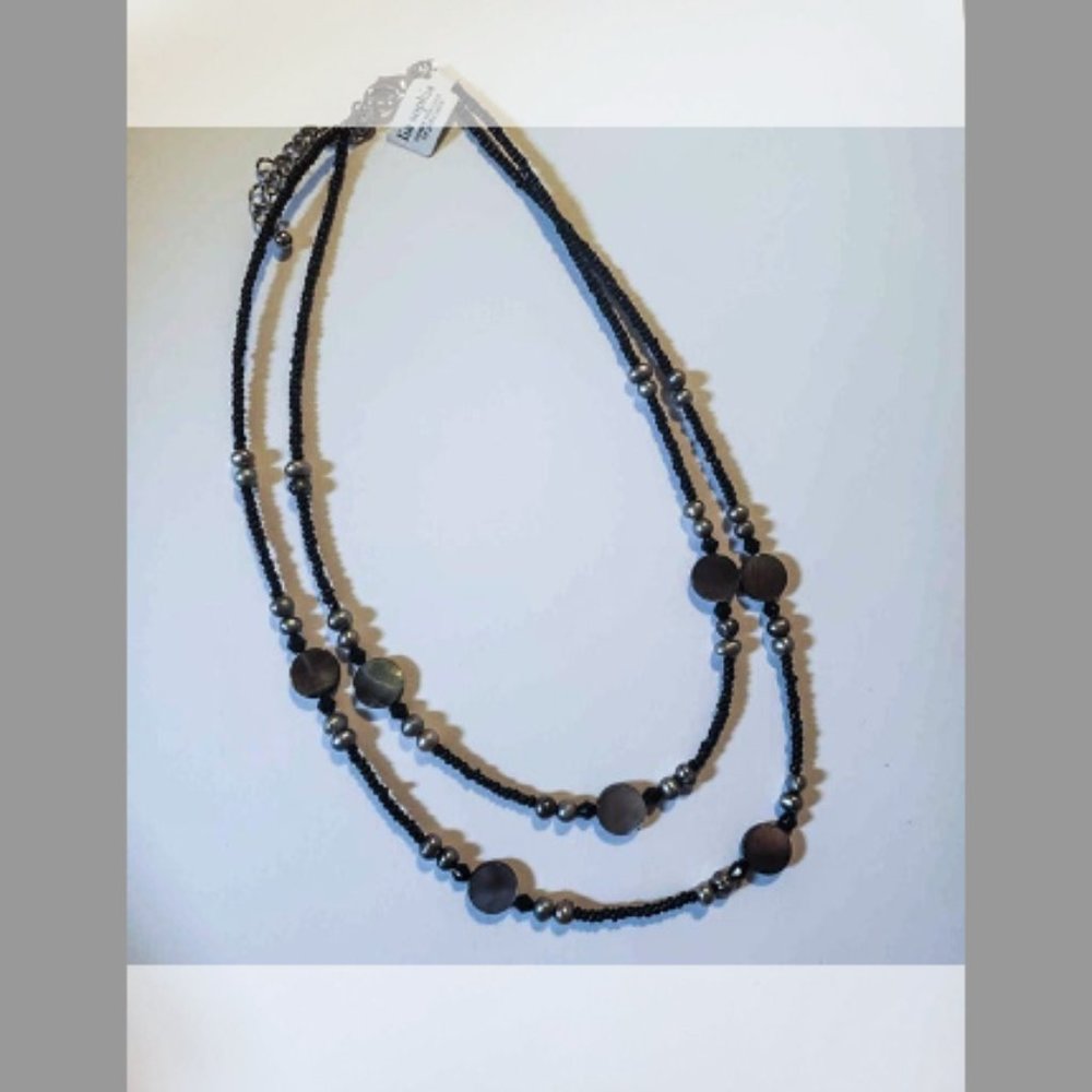 Lia Sophia black and grey shell freshwater pearl beaded necklace - new with tag